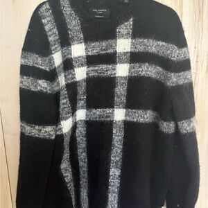 All Saints Black and White Plaid Sweater XL